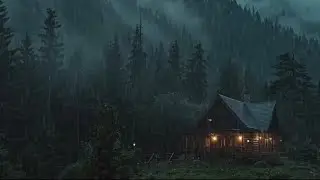 Gentle Rain Outside a Forest Cabin | 1 Hour Ambience
