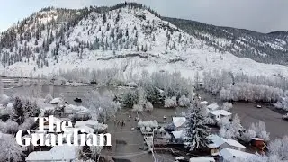 Catastrophic floods in British Colombia shown in aerial footage
