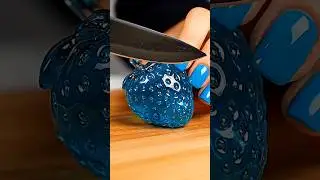 Cyan Glass Fruit Strawberry Cutting ✨ ASMR | Satisfying Knife Slice & Glass Crunch #ai #asmr #aiasmr
