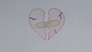 Draw a broken heart with bandage #drawing #easy