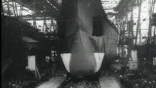 HD Historic Archival Stock Footage WWII - Navy Launches World's Largest Battleship