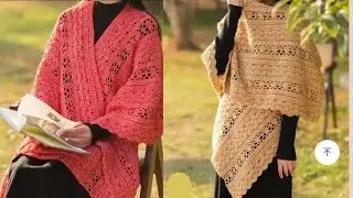 طريقة عمل شال بالكروشيه جديد وانيق!! New crochet shawl