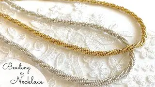 How to Make a Simple and Beautiful Beaded Necklace｜DIY Beading Tutorial ❀ 丸小ビーズで編むシンプルネックレス｜ビーズステッチ