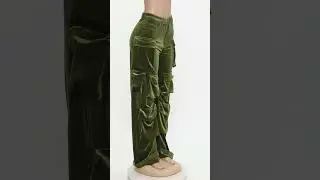 GIRLMERRY Casual non-stretch solid velvet multi-pocket straight cargo pants Wholesale FA005428