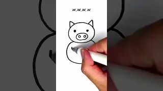 Draw One circle to Pig easy drawing step by step for kids #kids #pig #stepbystep #easydrawing