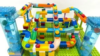 LEGO DUPLO Marble Run ASMR | Satisfying Block Coaster with Long Staircase & Winding Course