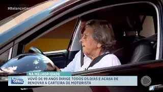 Vov&oacute; de 99 anos dirige todos os dias e acaba de renovar a carteira de motorista em MS