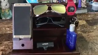Nightstand Organizer Wooden Docking Station Charging Phone Stand holder Gadgets Organizer for Wallet