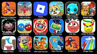 Roblox, Save The Fish, Hide Ball, Huggy Story, Save The Dog, Draw To Smash, 456 Craft Survival