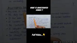 Adulterated Drugs | Definition, Examples & Pharmacy Law Explained#techpharma #shorts #adultration