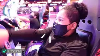Amin and  Omid Bowling  Playing Arcade Games