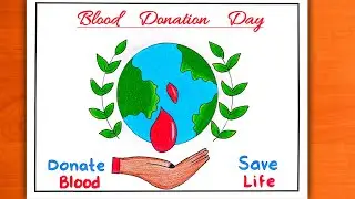 Blood Donation Day Drawing | World Blood Donor Day Drawing | How To Draw Blood Donor Day Poster Easy