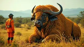 Buffalo Rescue: Buffalo Rescue from Killer Honeybees 🐃🐝 #rescueanimal #buffalorescue #honeybees