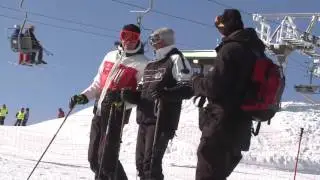 Dr. Hubert Burda beim Skifahren mit Markus Wasmeier und Willy Bogner