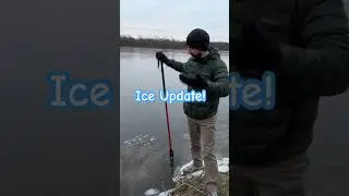 Breaking through thin ice!! #icefishing #thinice