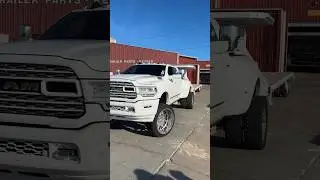 Insane 44ft Custom Gooseneck Trailer! It&rsquo;s finally here! #trailers #whiteeverything #lifted #cummins