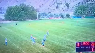 Riley Davis #23 receiving pass and running it in for a touchdown 