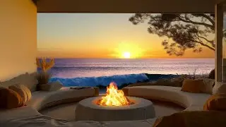 Beach Terrace Evening | Smooth Coffee Jazz Piano & Sea Waves Sounds for a Relaxing Tropical Escape