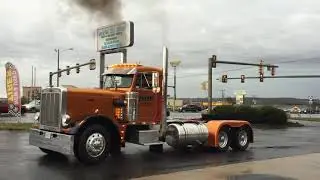 379 Peterbilt burnout shooting fire rolling coal
