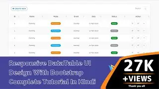 Responsive DataTable UI Design | HTML5 | CSS3 | Bootstrap | jQuery | Hindi | JavaScript Project