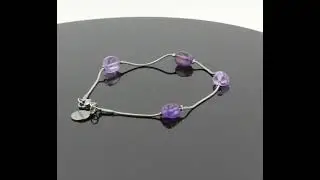 Stainless steel bracelet 4 Freeform Amethyst from Brazil 5mm-8mm Beads. Made in France