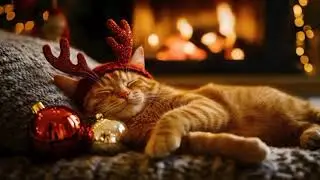 🔥 Cozy Christmas Fireplace with Purring Cat 😺 ASMR for Sleep & Relaxation#Purringcat​ #Fireplace​ 