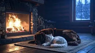 Fireplace Sound with Sleeping Pets 🐱🐶 Затишний камін та улюбленці/Уютный камин и питомцы
