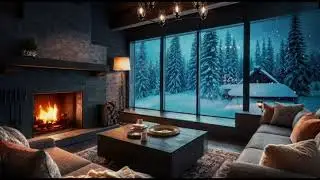 No Ads Fireplace Blizzard ASMR - Snow Storm Sleep Sound With Fireplace Burning For Deep Sleeping