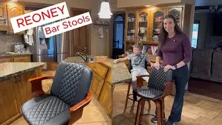REONEY Bar Stools, 360 swivel, with arm and foot rests! #barstools #stools #bar