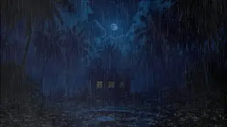 Midnight Rain in a Palm Forest Cabin | Calm Night Sounds