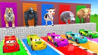Long Slide Game With Cow Elephant Gorilla Hippopotamus Tiger 3d Animal Game Funny 3d Animals