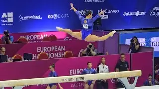 Italian gymnast Manila Esposito scores GREAT 14,000 Beam - Euros Championships 2026