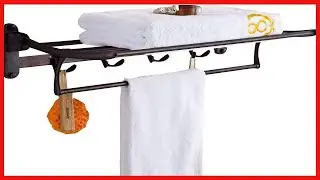 ELLO&ALLO Oil Rubbed Bronze Towel Racks for Bathroom Shelf with Foldable Towel Bar Holder
