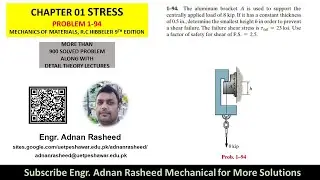 1-94| Determine the smallest height h in order to prevent a shear failure | Mech of materials rc Hib