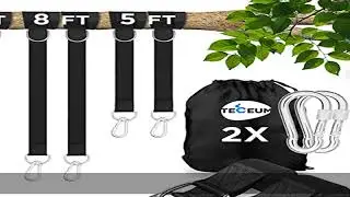 [New 2023] TECEUM Tree Swing Straps Hanging Kit (Set of 2) &ndash; 5 ft 8 ft 10 ft &ndash; Heavy-Duty Camping H
