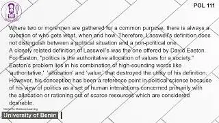 POL 111. Introduction to Political Science