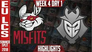 MSF vs G2 Highlights | EU LCS Summer 2018 Week 4 Day 1 | Misfits vs G2 Esports Highlights