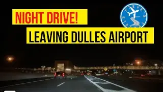 Night Drive Leaving Dulles Airport to Washington DC - Capital Beltway inner loop I-495 to I-270