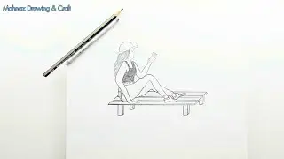 How to Draw a Easy sitting girl on the bench | Drawing Easy | pencil sketch for beginners | girl
