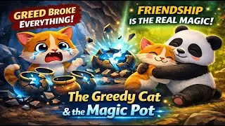 Greed Broke the Magic Pot 😱 | Cat & Panda Story #funny #animals #animal #yt #comedy