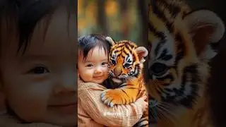 🤯 😘 Cute Tiger 😱 Ai shorts video 🔥Baby with tiger #shorts #aishorts #aitiger #viral #trending #tiger