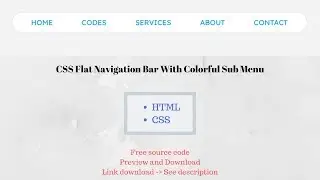 CSS Flat Navigation Bar With Colorful Sub Menu | HTML CSS Flat Navbar