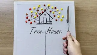 Daily challenge #140 / Acrylic / Tree house Painting / Little House on tree for kids
