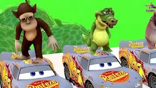 Long Slide Game with Cow Elephant Gorilla Hippopotamus Tiger 3d Animal Game Funny 3d Animals