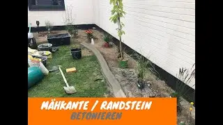 Beet M&auml;hkante (Randstein) betonieren mit einer Kantenkelle und Trasszement. Curb it yourself