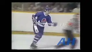 NHL Apr. 4, 1981 Dave Farrish,TOR v Alain Cote,QUE (knee) Toronto Maple Leafs Quebec Nordiques