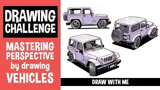 Draw Vehicles with me in Perspective | Drawing Challenge | Jeep Wrangler