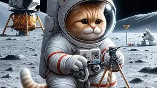 Cats Go To The Moon On a Mission #cat #aicat#cute