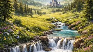 Tranquil Summer Castle with Flowing Water &ndash; Scenic Motion Relaxation