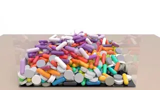 Discrete Element Method: Pills Dropping in Jar